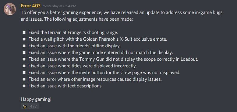 Official announcement screenshot